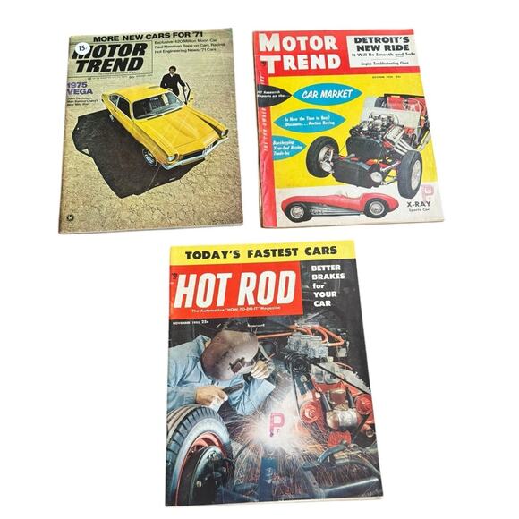 Car Magazines Motor Trend Hot Rod 1954 1955 1970 John DeLorean Fastest Cars READ - Picture 1 of 10